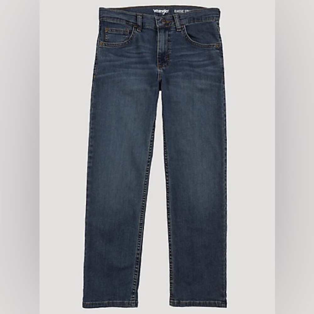 WRANGLER Boys Dark Wash Straight Leg Jean Size 14 EUC